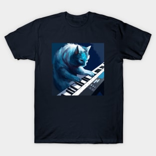 Blue Cat Plays Keyboard T-Shirt